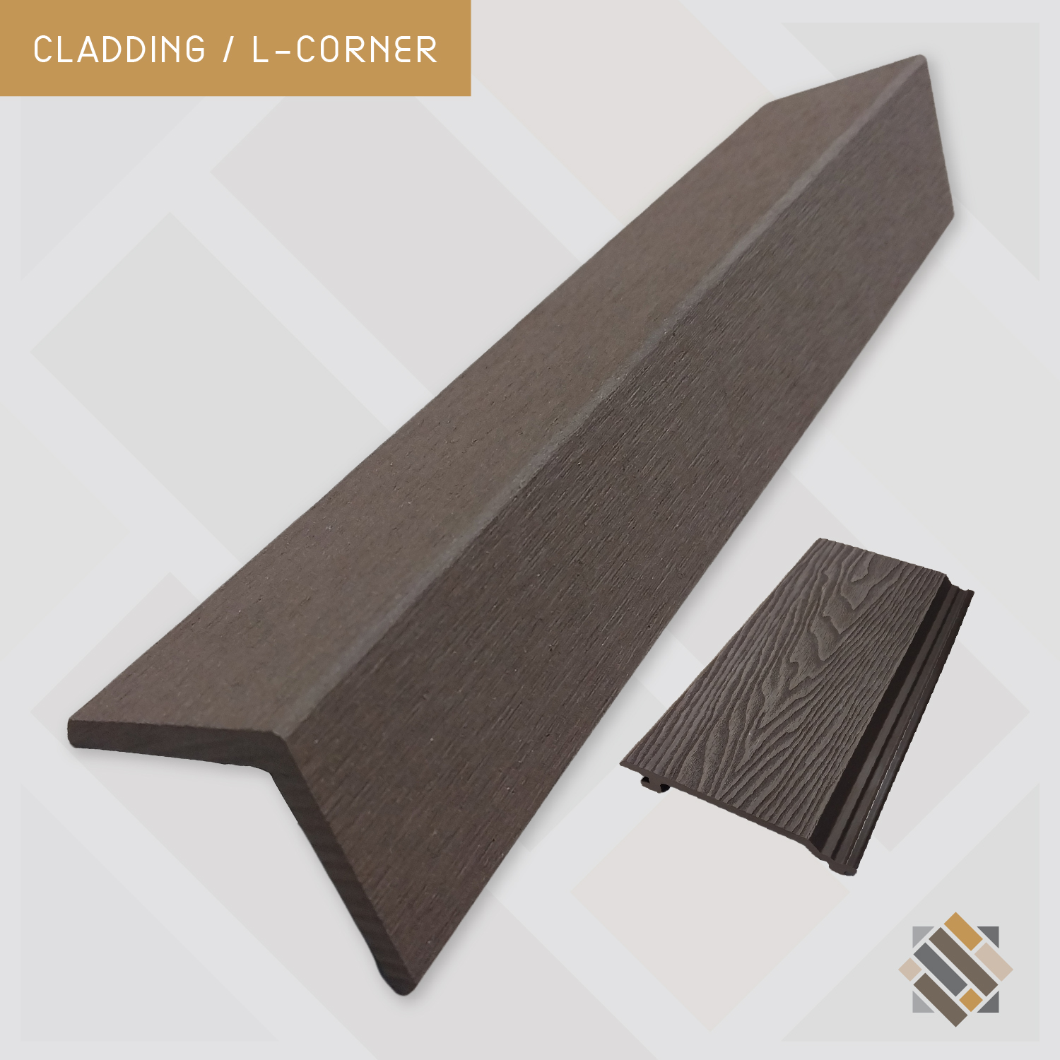 Composite Cladding L-Corner Brown - Techno Composite Decking & Cladding
